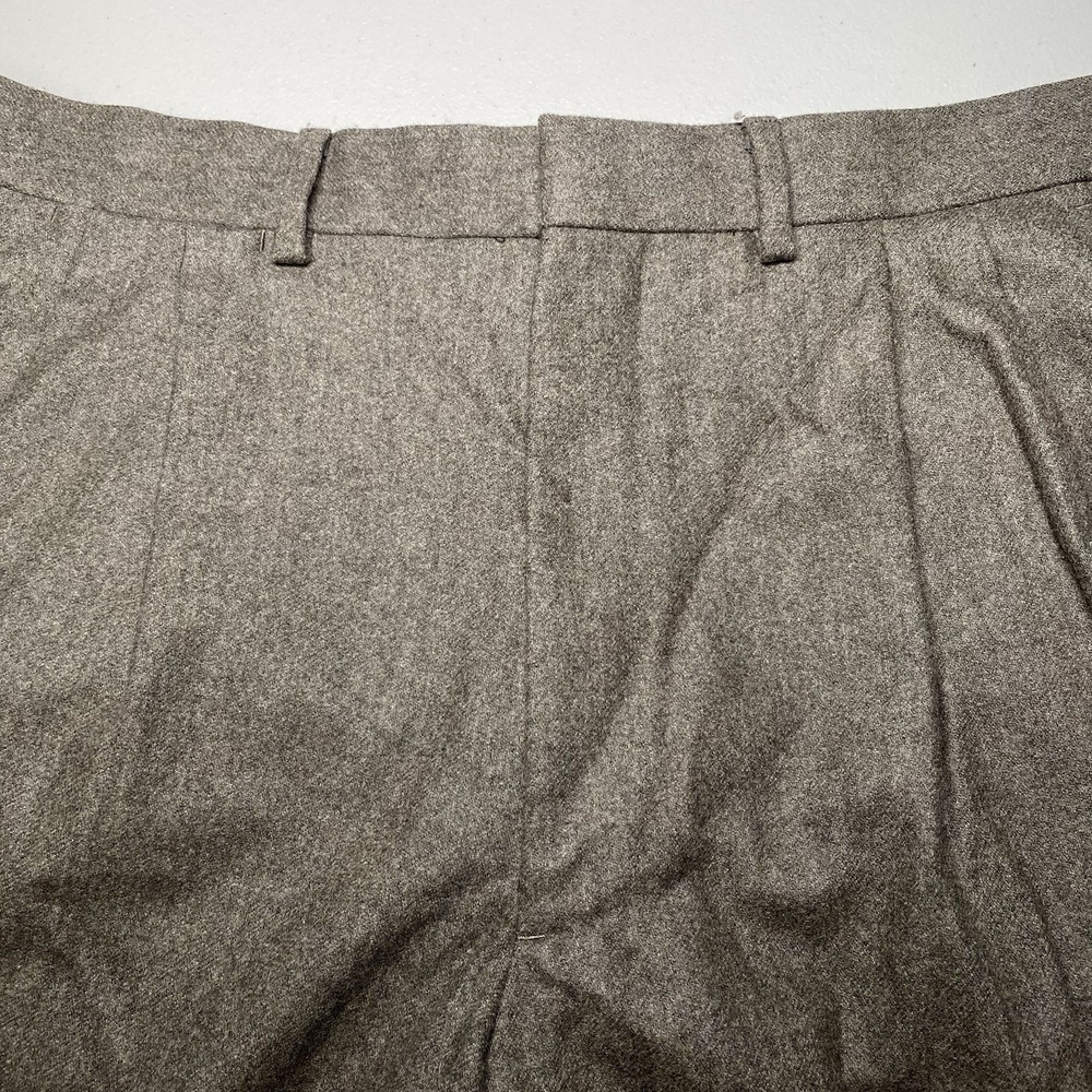 Proper Cloth Pants (35x29.5) Pleated VBC Brown Melange Merino Wool Flannel
